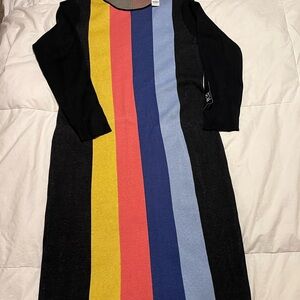 NWT New York & Co Multicolor Striped Knit Sweater Midi Dress XLarge Long Sleeve